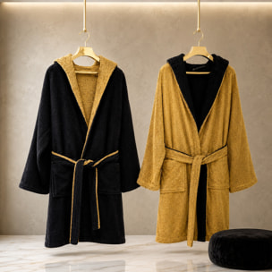 COTONE EGIZIANO Accappatoio Reverse in cotone egiziano 430 gr_Black Gold
