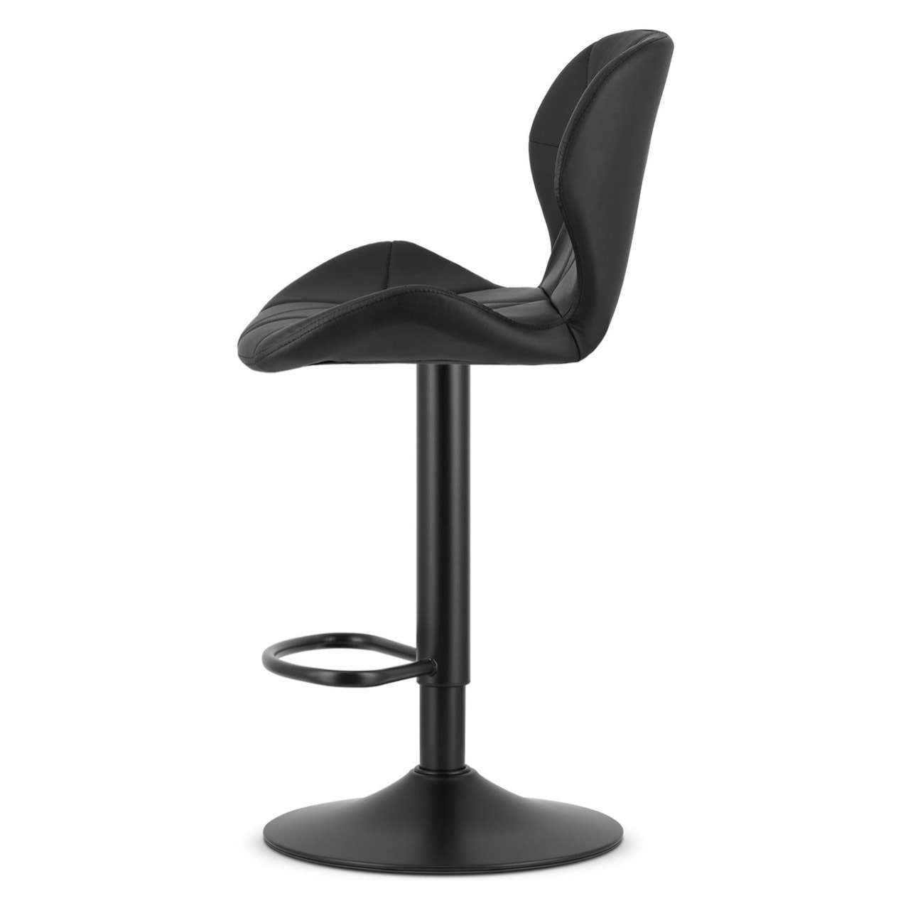 Sgabello da bar West in ecopelle nera con base regolabile