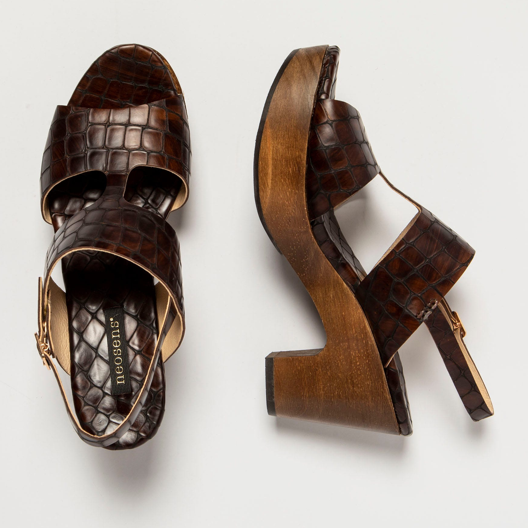 Sandalias con tacón S3270F FANTASY ALLI.WAX BROWN/ST.LAURENT SANDAL color Alligator wax brown