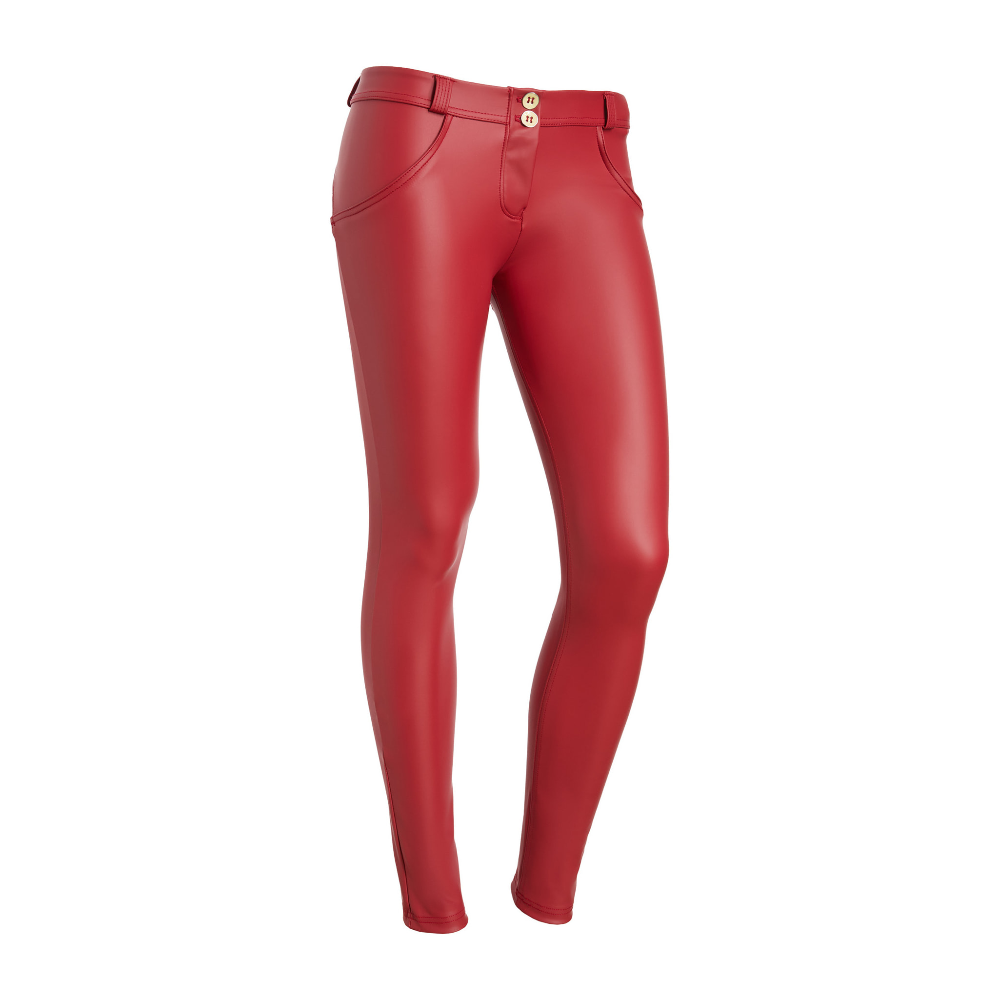 Pantaloni push up WR.UP® vita bassa in similpelle ecologica