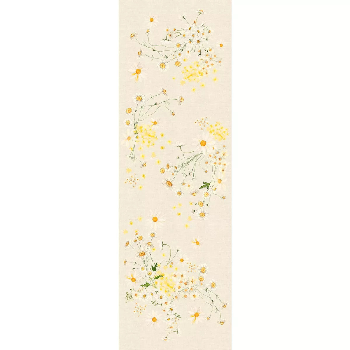 Chemin de table lin & coton lavé 150 g/m² imprimé jaune beige Daisy chanvre