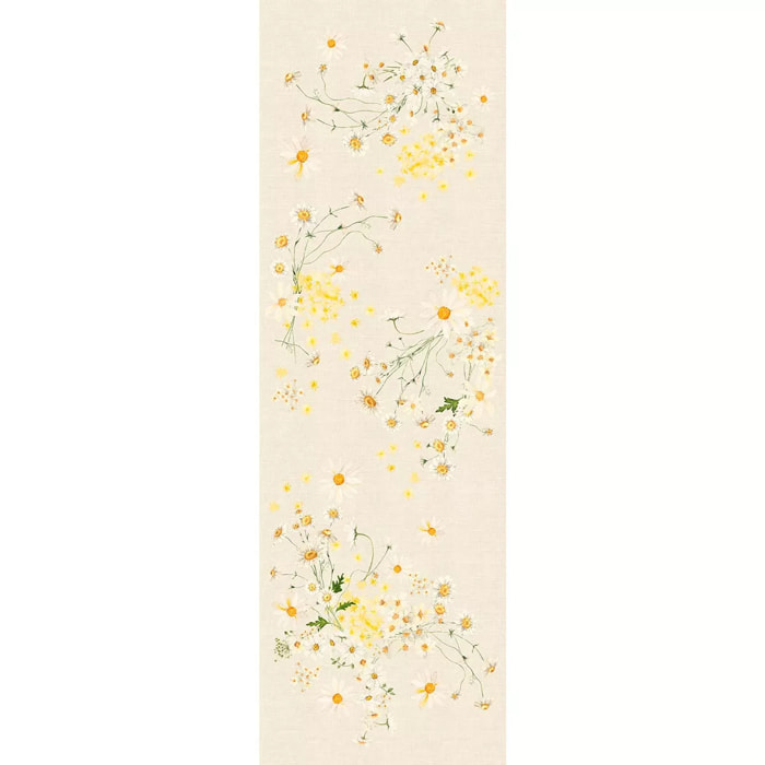 Chemin de table lin & coton lavé 150 g/m² imprimé jaune beige Daisy chanvre