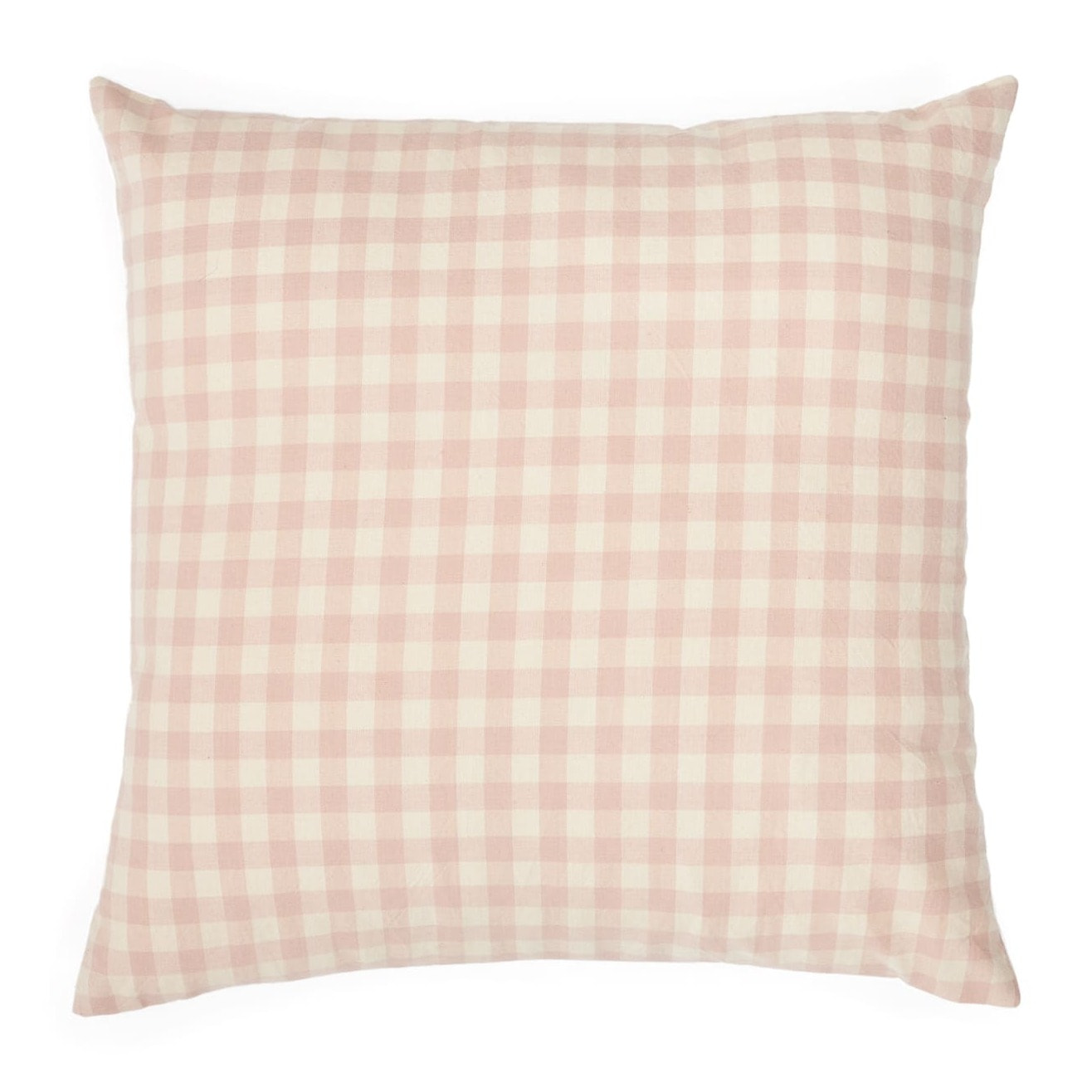 Kave Home - Federa per cuscino Yanil 100% cotone a quadrati rosa e beige 45 x 45 cm