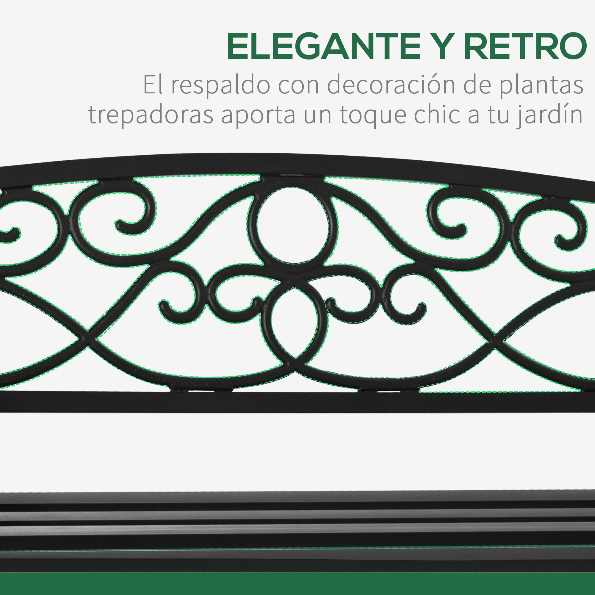 Banco de Jardín de 2 Plazas con Respaldo y Reposabrazos Estilo Vintage para Terraza Balcón Patio Exterior Carga 240 kg Hierro Fundido y Acero 128x58,5x85 cm Negro