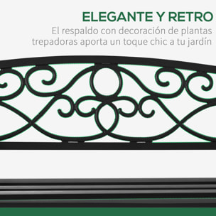 Banco de Jardín de 2 Plazas con Respaldo y Reposabrazos Estilo Vintage para Terraza Balcón Patio Exterior Carga 240 kg Hierro Fundido y Acero 128x58,5x85 cm Negro