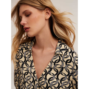 Motivi - Vestido midi de viscosa con estampado de anillos - Beige