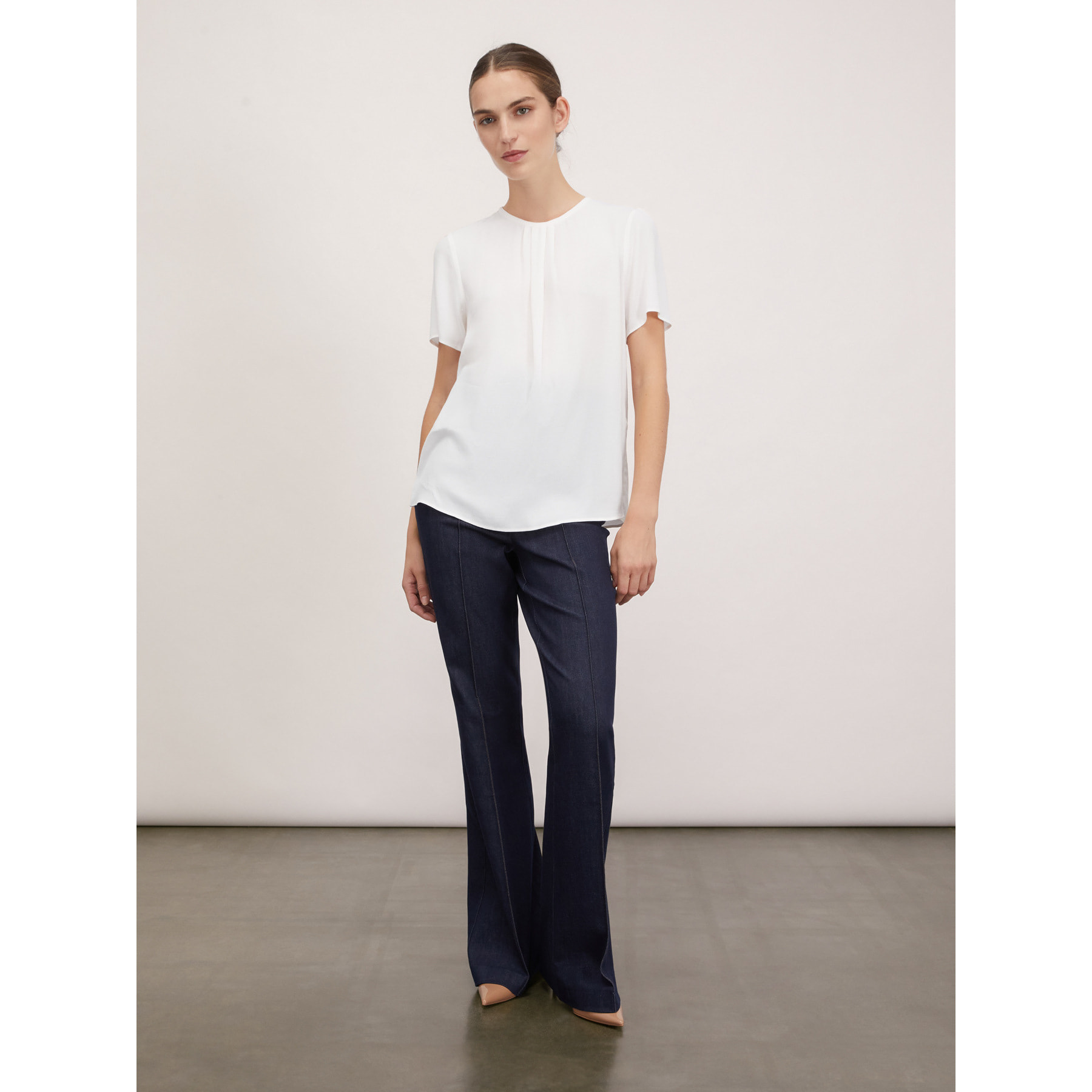 Motivi - Blusa vaporosa con pliegues - Blanco