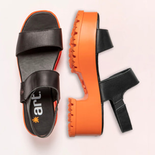 Sandalias con tacón 1829 NAPPA BLACK-ORANGE/ MANCHESTER color Black-orange