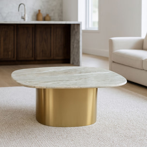 Table basse en marbre gris et pied en métal doré FEDJE