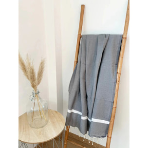 Fouta nid d'abeille traditionnelle Gris 200x200 190g/m² - Melissa Grey XL