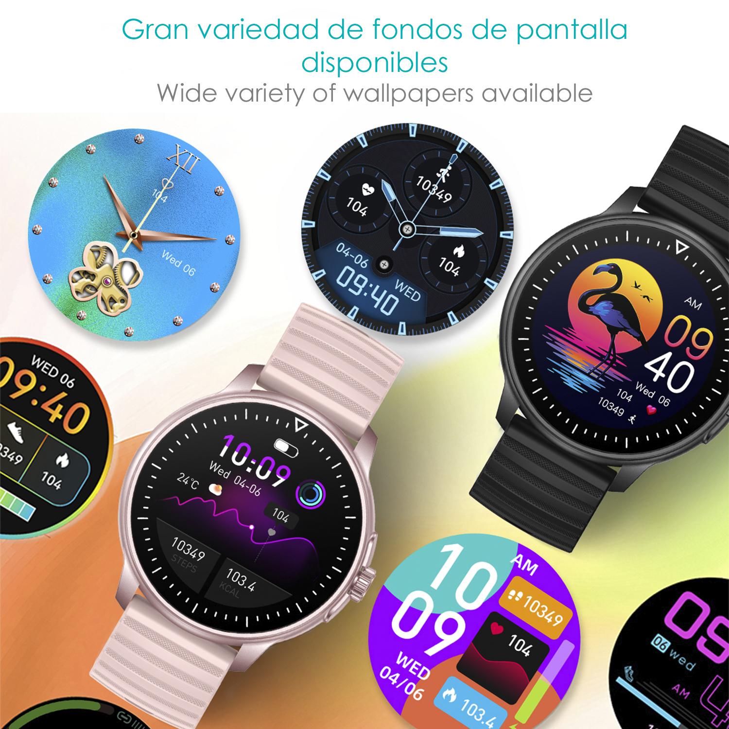 DAM Smartwatch ZW45 con notificaciones de Apps, llamadas Bluetooth. Monitor de tensión y oxígeno en sangre. Corona multifunción. 4,9x1,1x4,7 Cm. Color: Negro