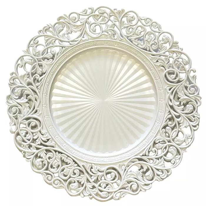 Lot de 6 DESSOUS D'ASSIETTE BLANC BAROQUE