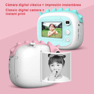 Cámara digital A6 con impresión instantánea. Pantalla táctil, video Full HD.