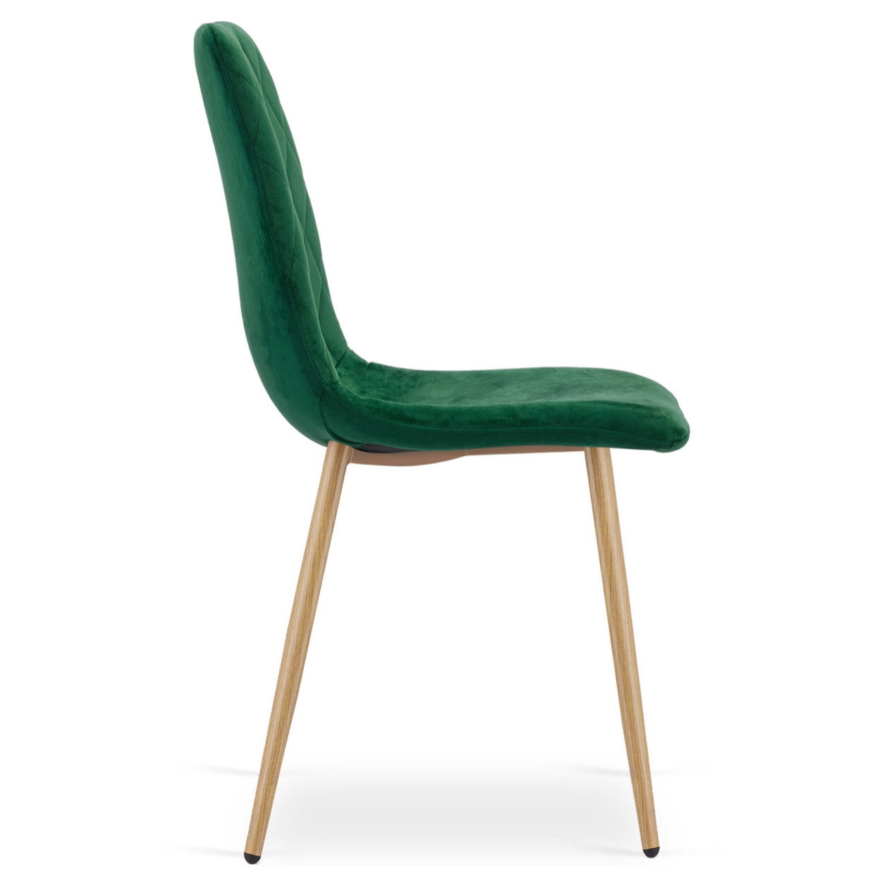 Sedia Turin in velluto verde scuro con gambe effetto legno