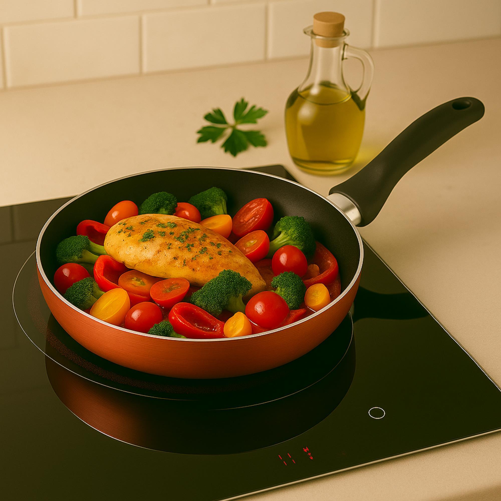 Sartén de Ø28x5cm en Aluminio prensado color Bronce metalizado