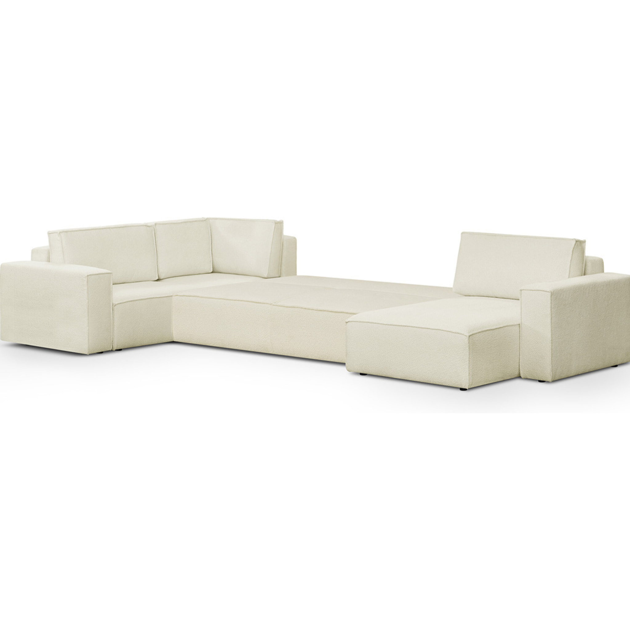 Canapé d'angle gauche convertible 8 places en tissu bouclé - HARPER MOD