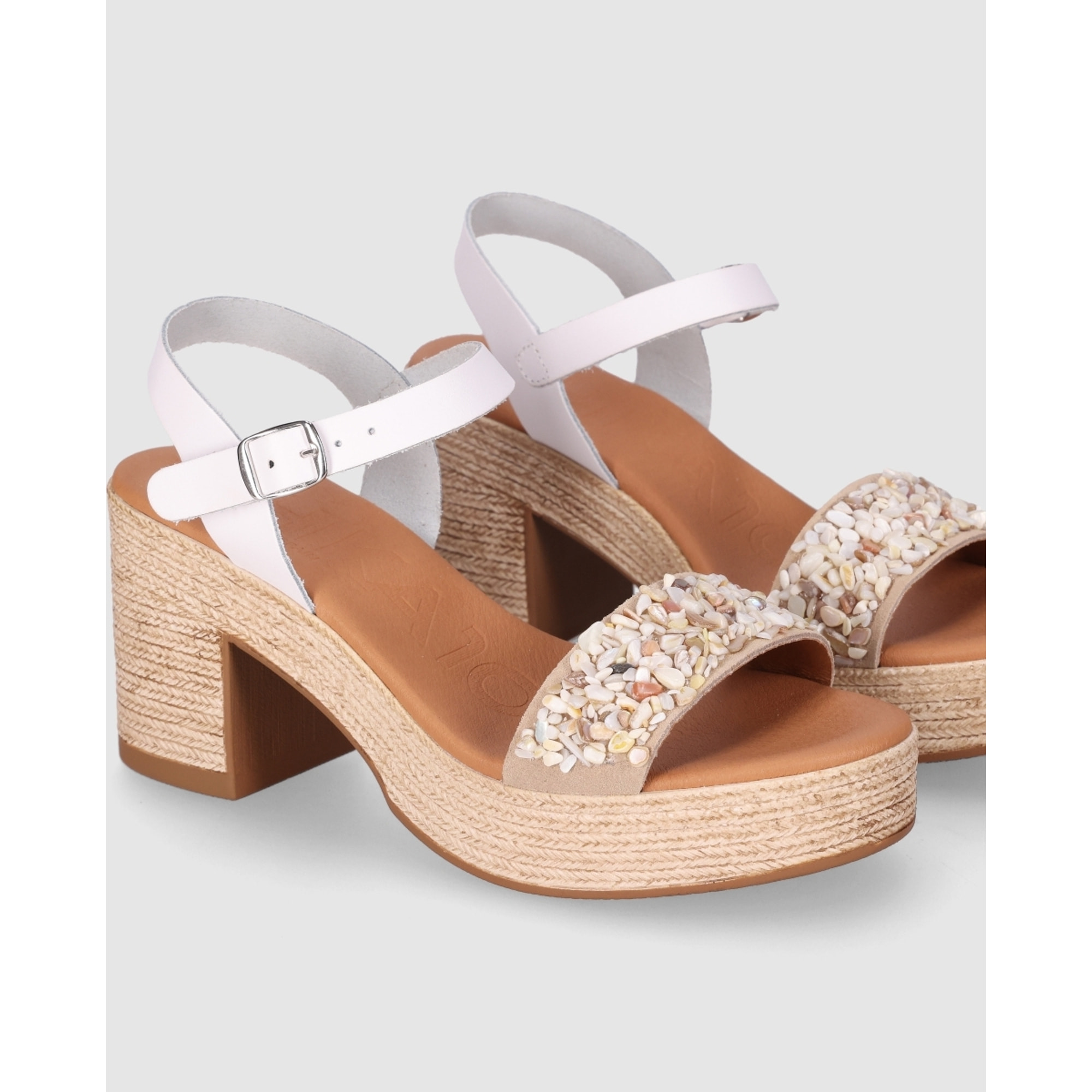 Sandalias de Piel - Blanco - Tacón: 5 cm