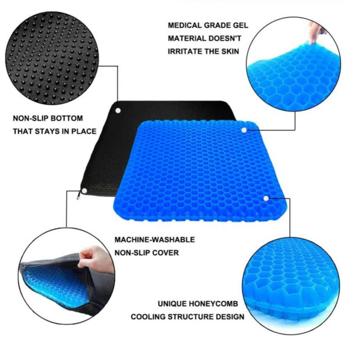 Coussin de siège en gel Bleu Herzberg HG03220-BLU