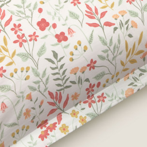 Funda de cuadrante algodón percal flores Ferdu color verde 100% Algodón percal