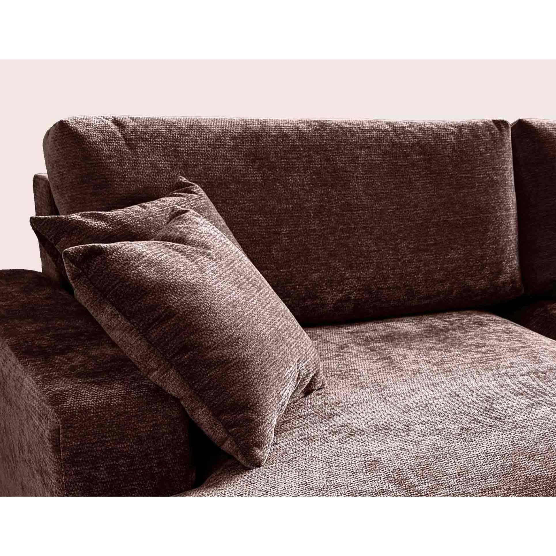 Pivoine - Canapé d'angle ouvert gauche 4 places convertible avec coffre en tissu texturé - Marron