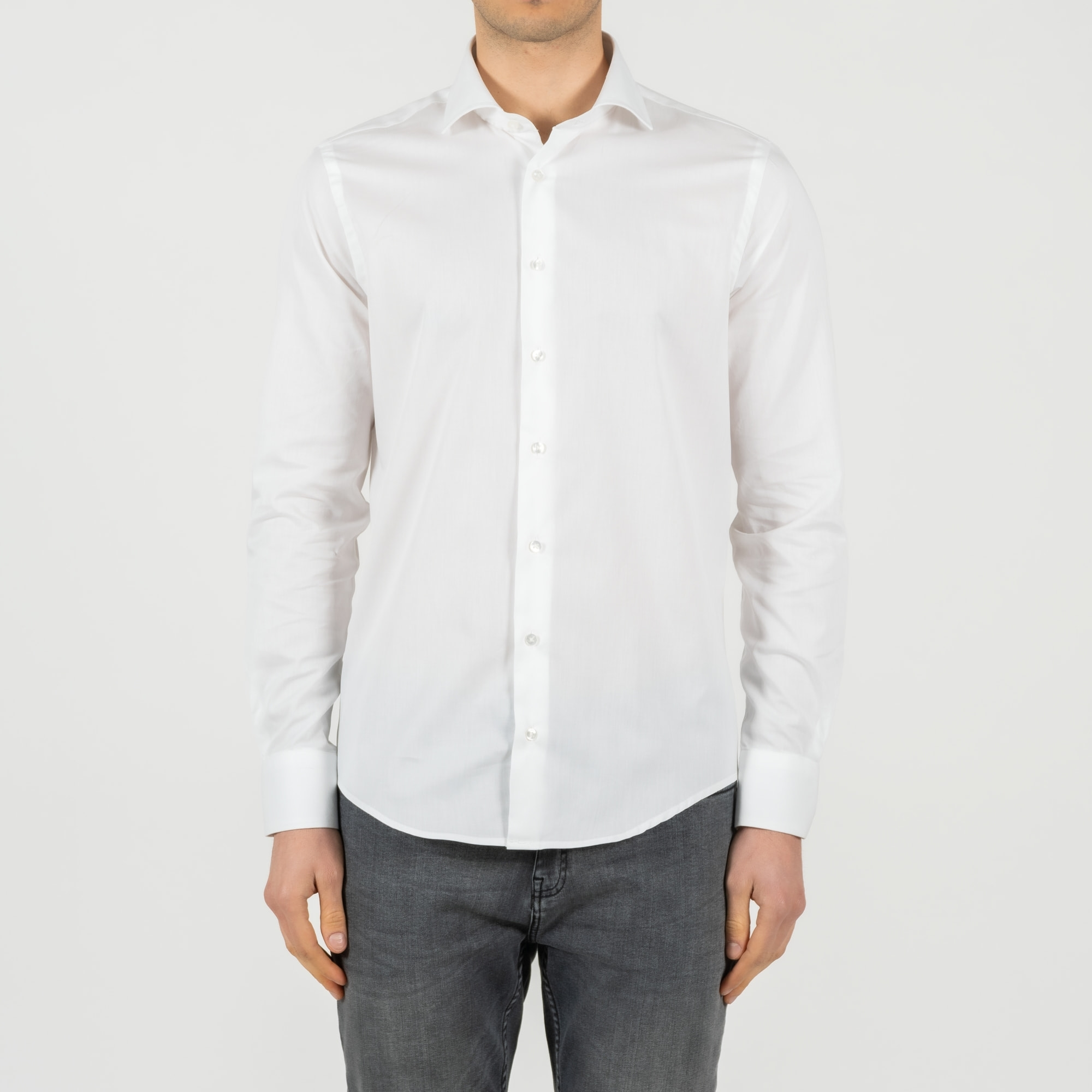 Camicia twill collo francese regular fit