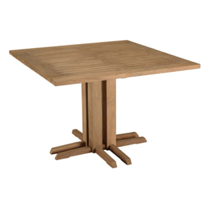 KALLY - Ensemble de jardin : table carrée en bois de teck recyclé et rotin synthétique, 4 pers.