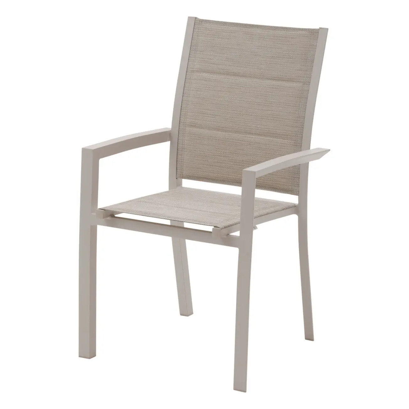 Fauteuil de jardin empilable "Allure" beige & avoine aluminium et texaline