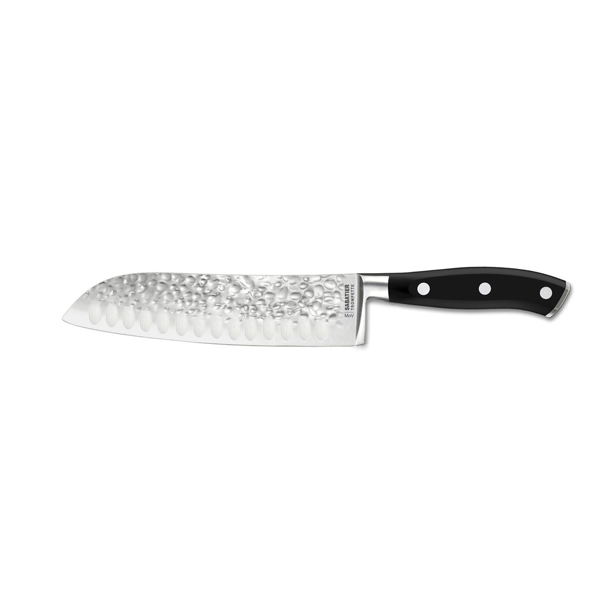 Carbon - Couteau santoku 18 cm martelé avec protection de lame