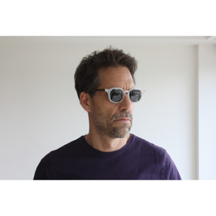 Gafas de sol OCEAN HILL - Blanco transparente mate con patillas en carey y / Ahumada