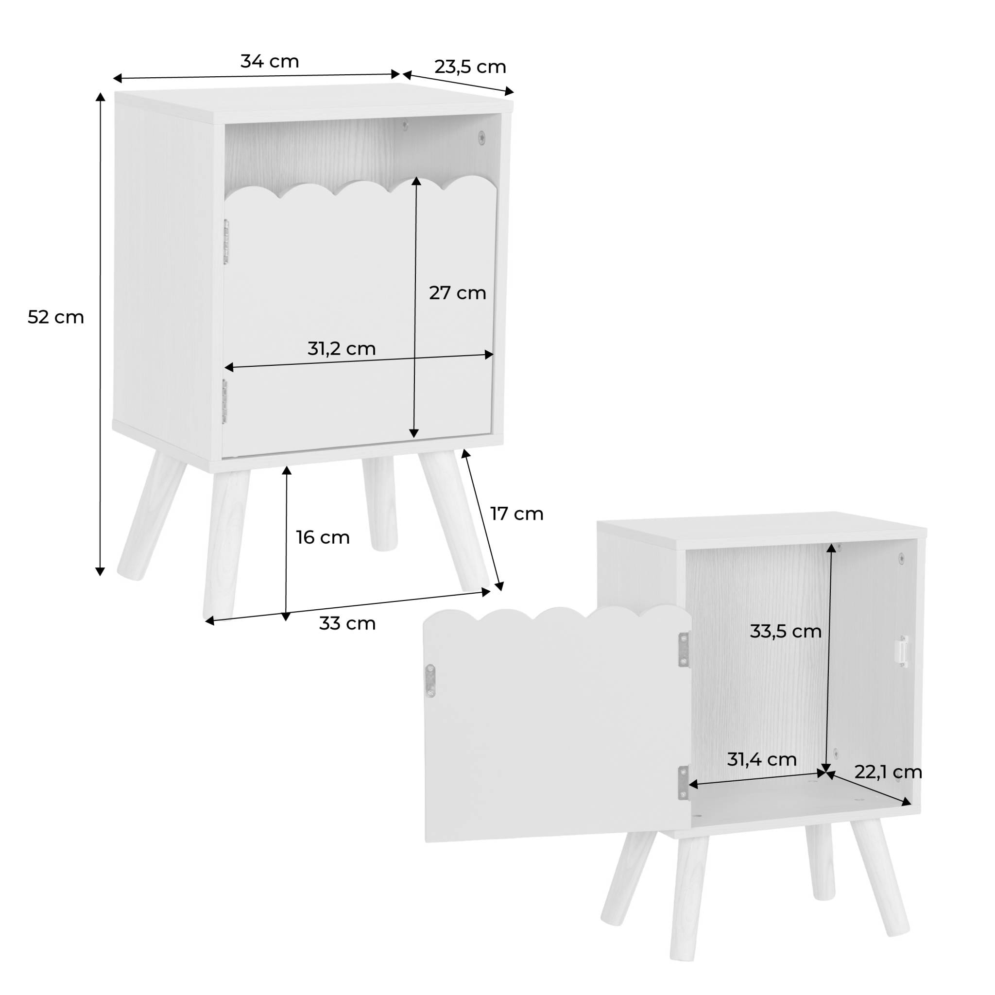 Table de chevet enfant décor bois 1 porte AZUR