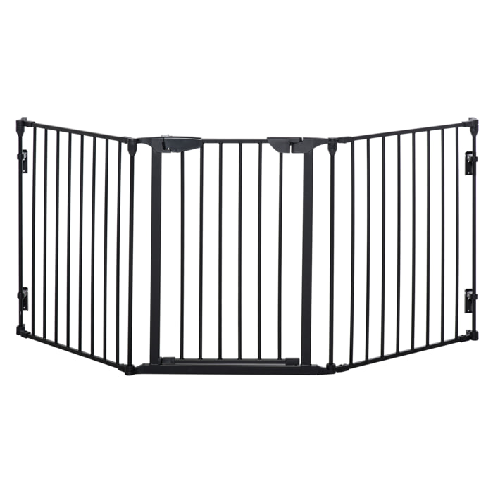 Barrera de Seguridad para Mascotas Rejilla de Protección Plegable de 3 Paneles con Cierre Inteligente para Escalera Pasillo 180x74,5 cm Negro