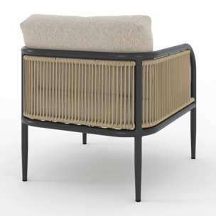 Fauteuil de jardin en acier et tissu beige - Wilo