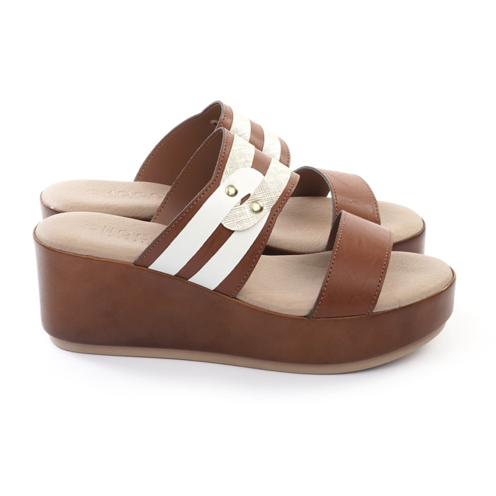 SANDALO ZEPPA DOPPIA FASCIA CUOIO