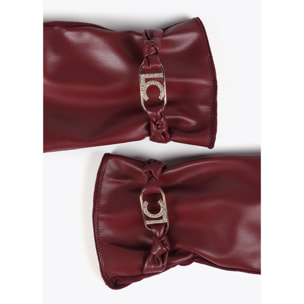 Guanti effetto pelle con bracciale logo ovale