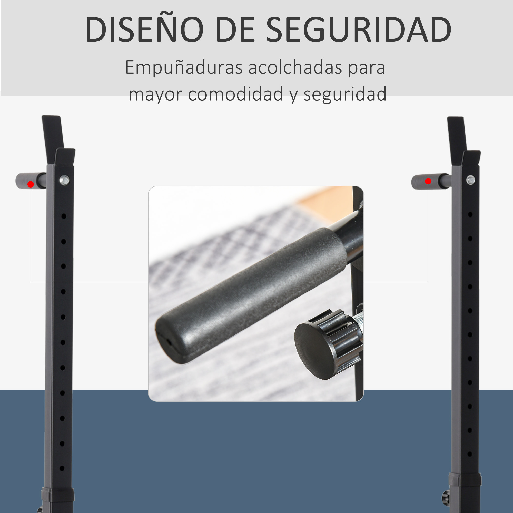 Soporte Ajustable para Barras de Pesas Estante Soporte Multifuncional para Ejercicios en Hogar y Oficina Carga 150 kg Altura Regulable de 121-171 cm Negro y Rojo