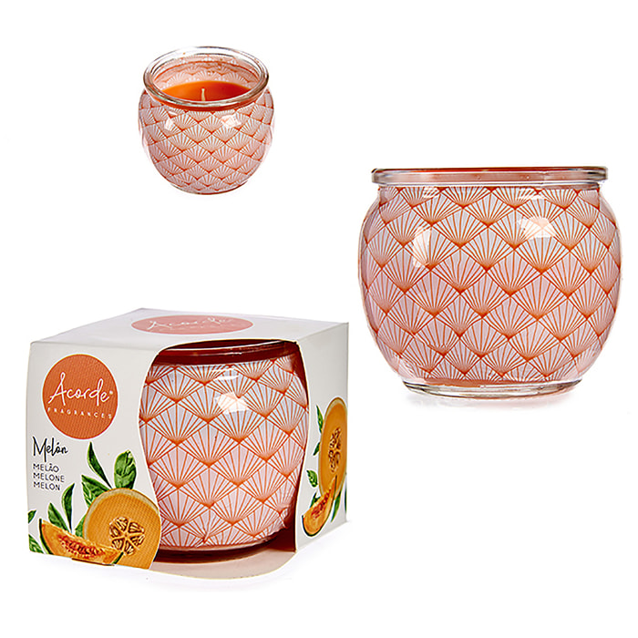 Candela profumata in barattolo di vetro profumo di melone.
