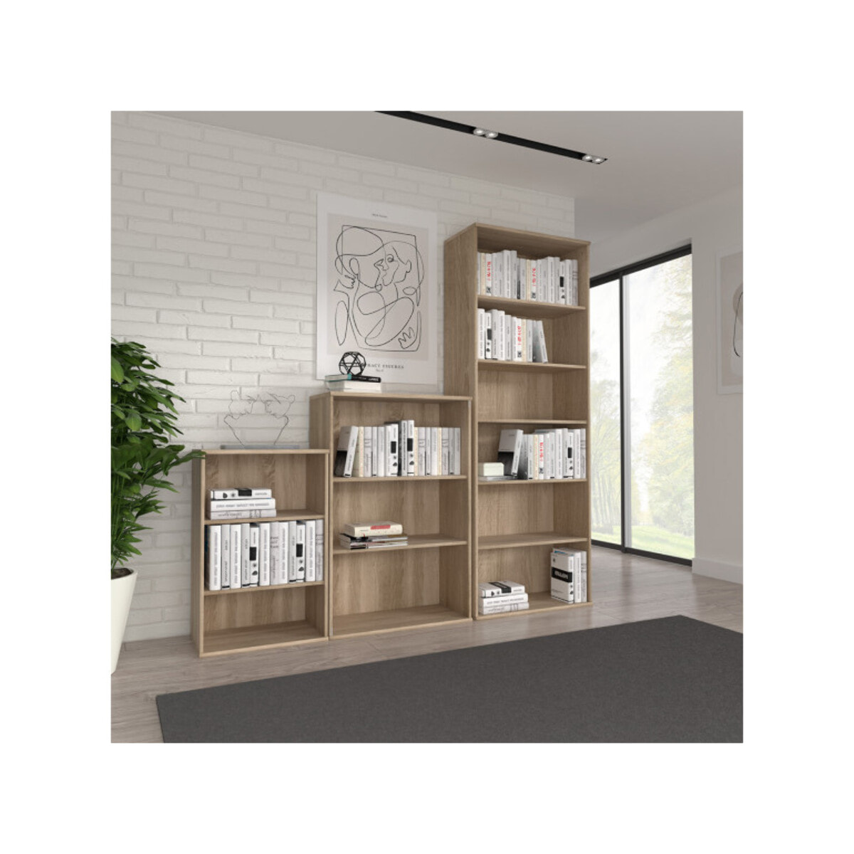 Étagère H. 86 x L. 74 cm décor chêne sonoma avec 2 étagères - MIA