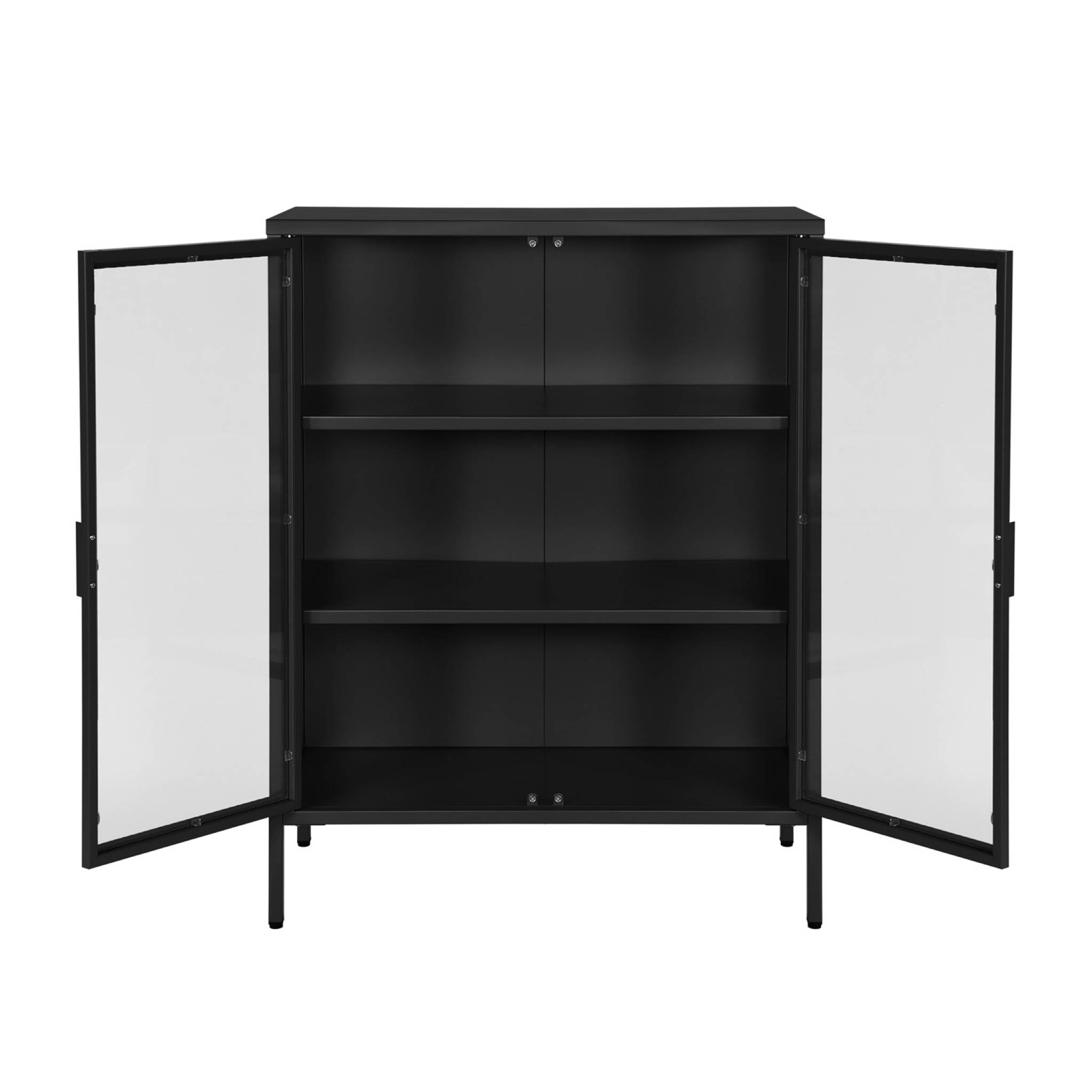 Armoire vitrine acier et verre trempé 2 portes 80cm noir - Arkansas