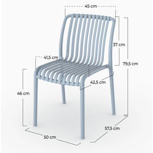 Lot de 2 chaises de jardin empilables en plastique bleu pastel - Duli
