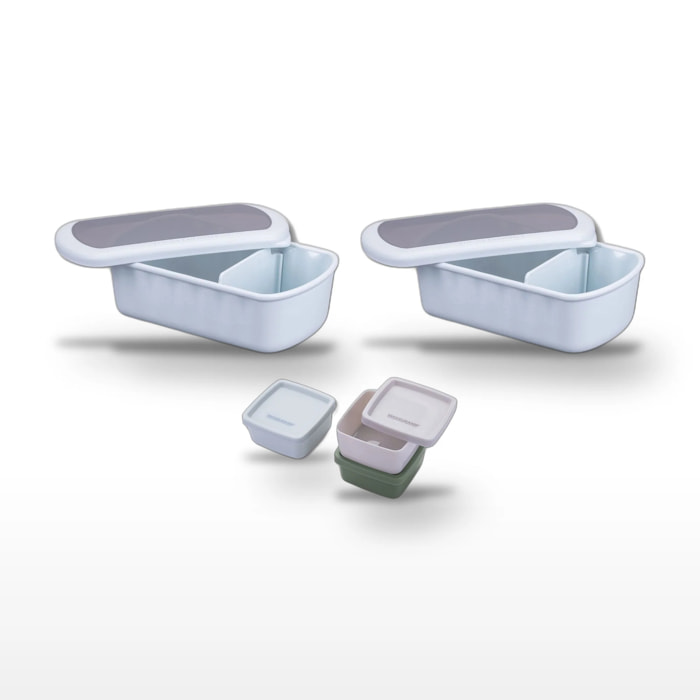Lot de 2 Lunchbox et Set de 3 boîtes à sauce Fackelmann Storage