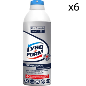 6x Lysoform Professional Multiuso Spray Disinfettante Fragranza Eucalipto Presidio Medico Chirurgico - 6 Flaconi da 400ml