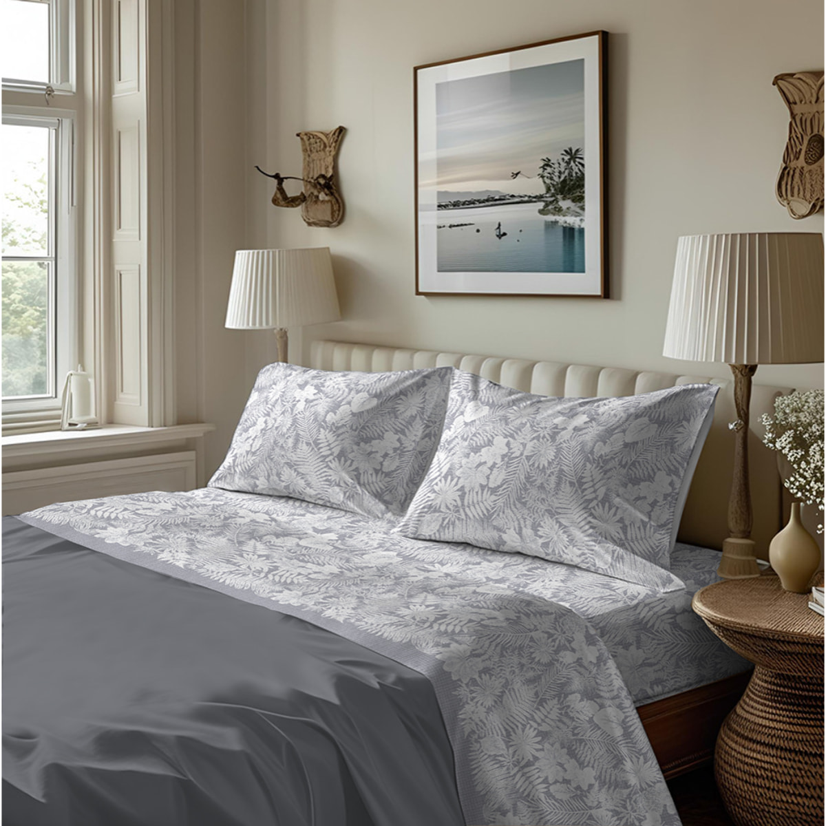 Completo letto in flanella clorofilla grigio