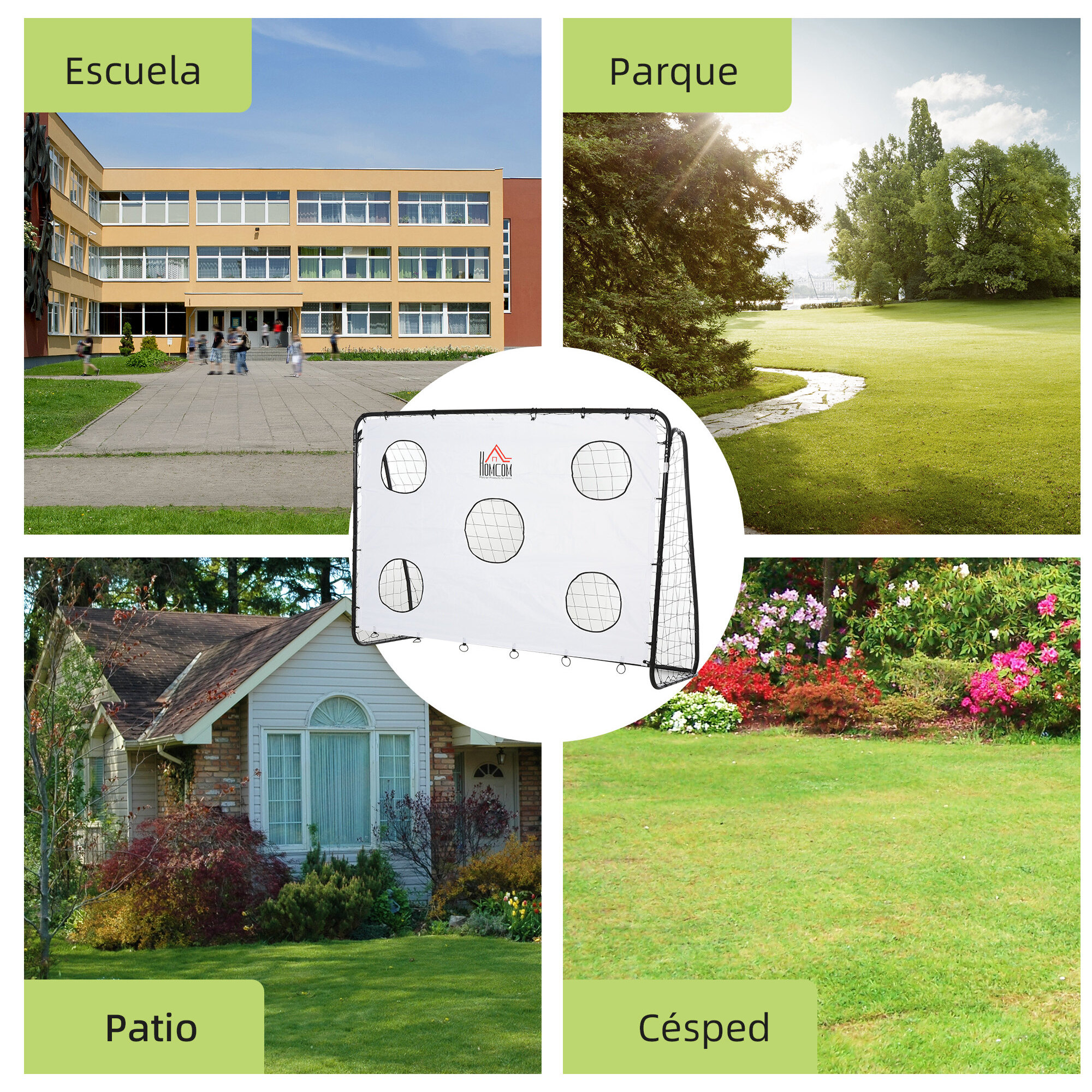 Portería de Fútbol Puerta de Fútbol con Soporte de Metal Lona de Precisión y Red para Entrenamiento de Fútbol en Jardín Aire Libre 240x88x174 cm Blanco