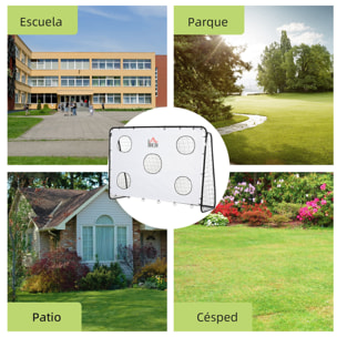 Portería de Fútbol Puerta de Fútbol con Soporte de Metal Lona de Precisión y Red para Entrenamiento de Fútbol en Jardín Aire Libre 240x88x174 cm Blanco