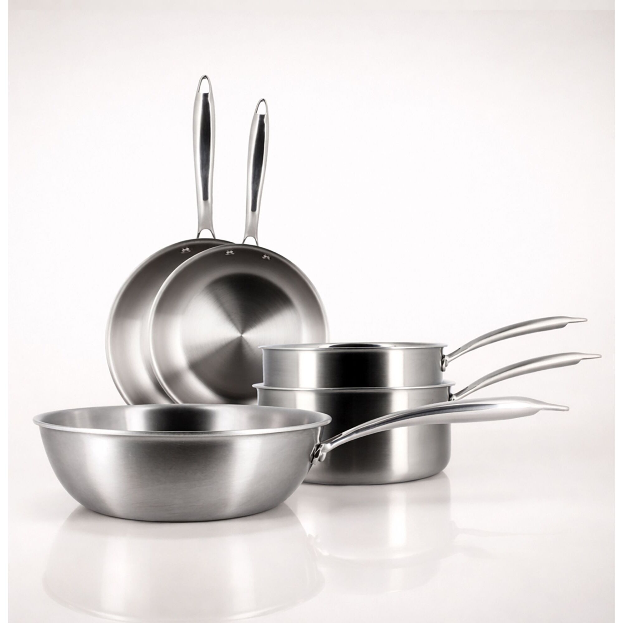 Batterie de cuisine 5 pièces en acier inoxydable - tous feux TRIPLY