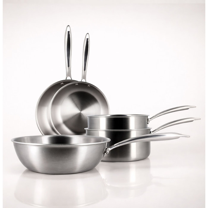 Batterie de cuisine 5 pièces en acier inoxydable - tous feux TRIPLY