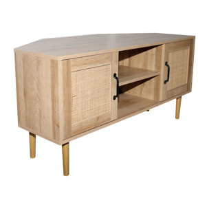 Meuble TV d'angle 115 cm effet cannage NEIVA