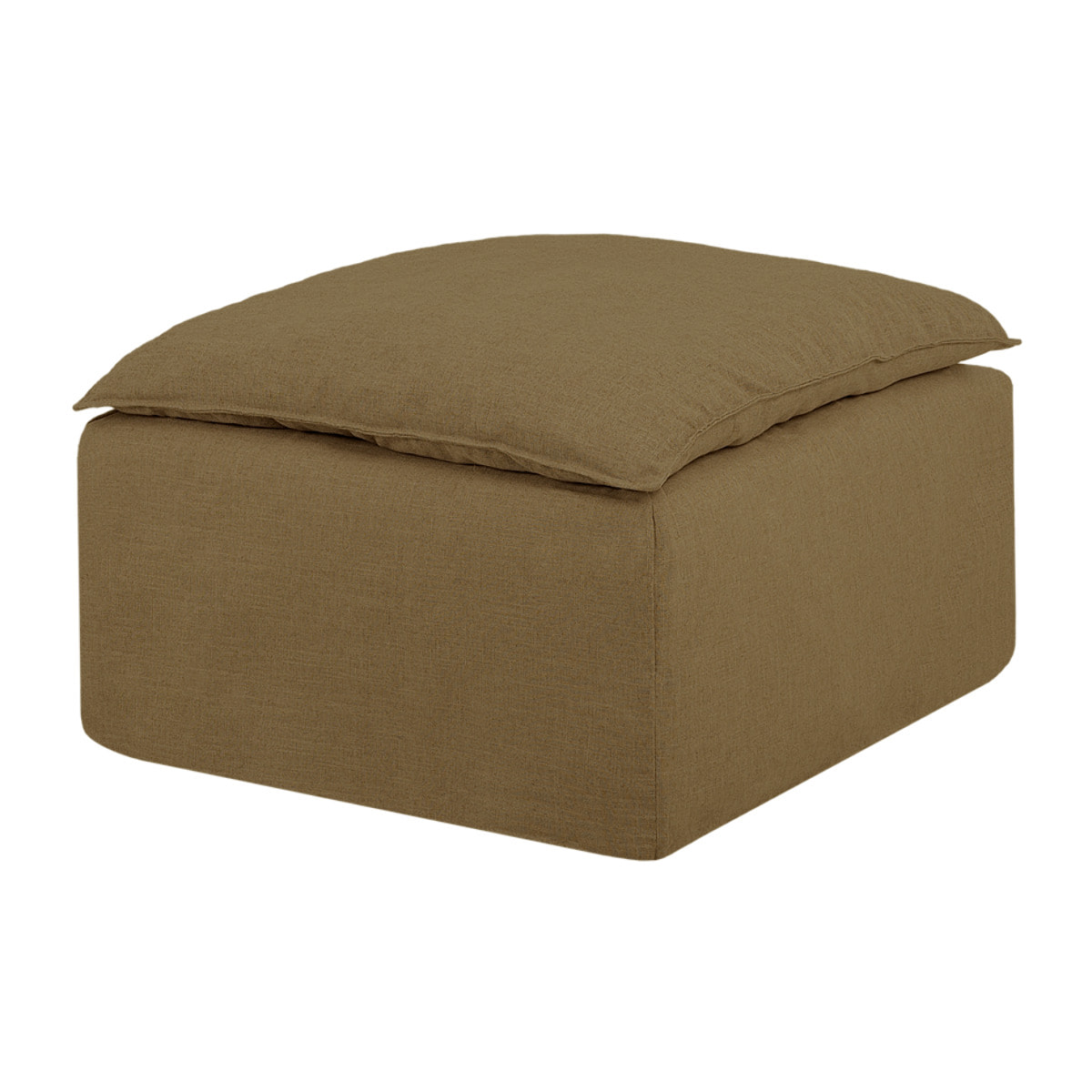 Pouf en coton et lin déhoussable ton vert de 89x87cm Hauteur: 54 Longueur: 89 Largeur: 87