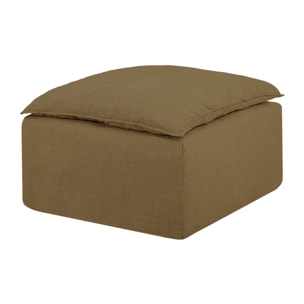 Pouf en coton et lin déhoussable ton vert de 89x87cm Hauteur: 54 Longueur: 89 Largeur: 87
