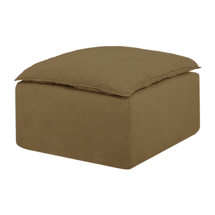 Pouf en coton et lin déhoussable ton vert de 89x87cm Hauteur: 54 Longueur: 89 Largeur: 87